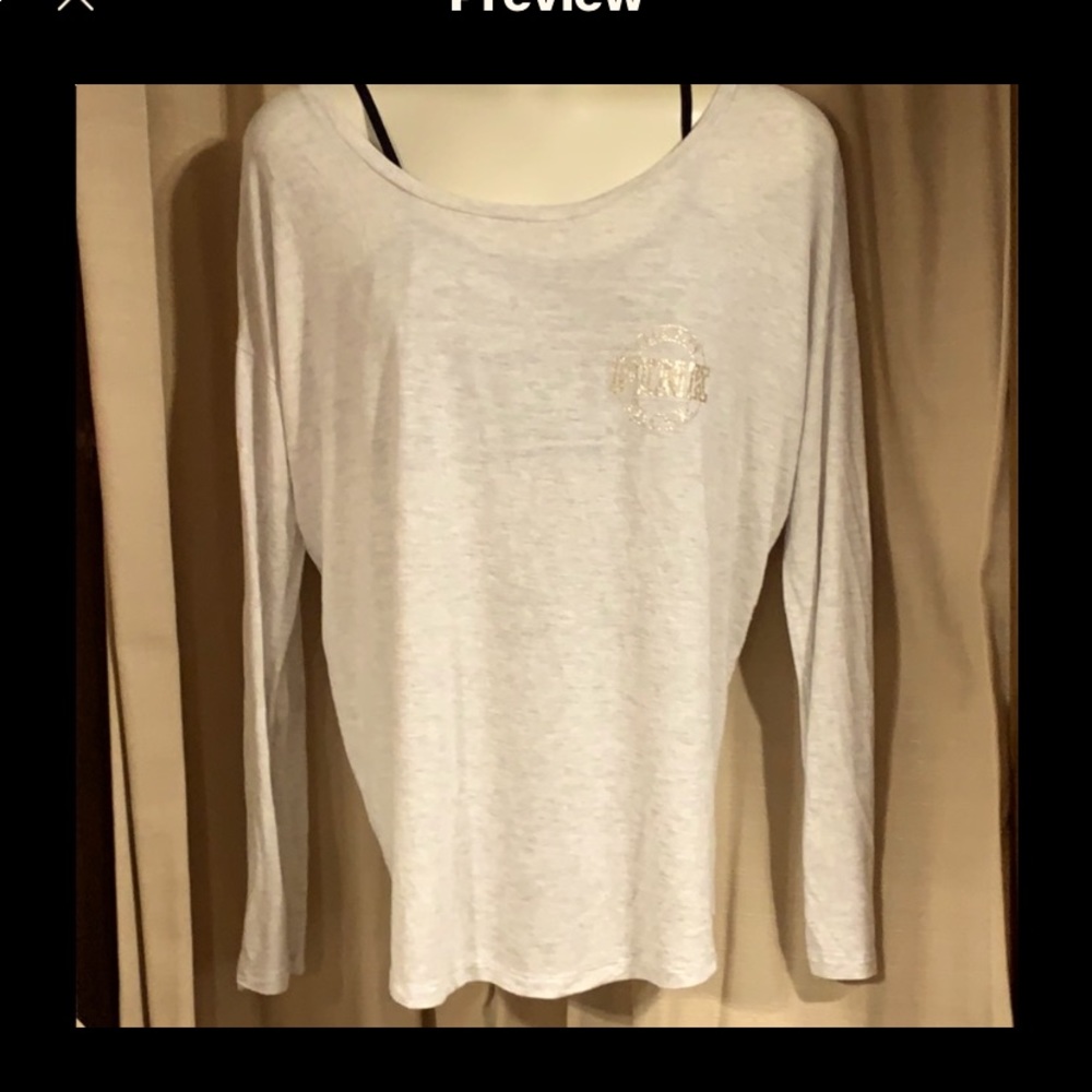 PINK Long-Sleeve Over-Sized Legging Tee